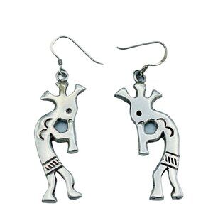 Vintage Sterling Silver Kokopelli Dangle/Drop Earrings Native Southwestern Large